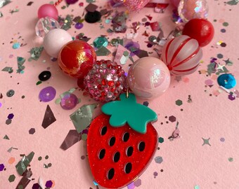 NEW! “Sweet Strawberry” Beaded Necklace.