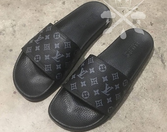 Louis Vuitton Luxury Designer LV Custom Slides Sandals Flip | Etsy