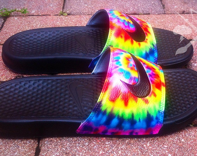 rainbow nike slippers