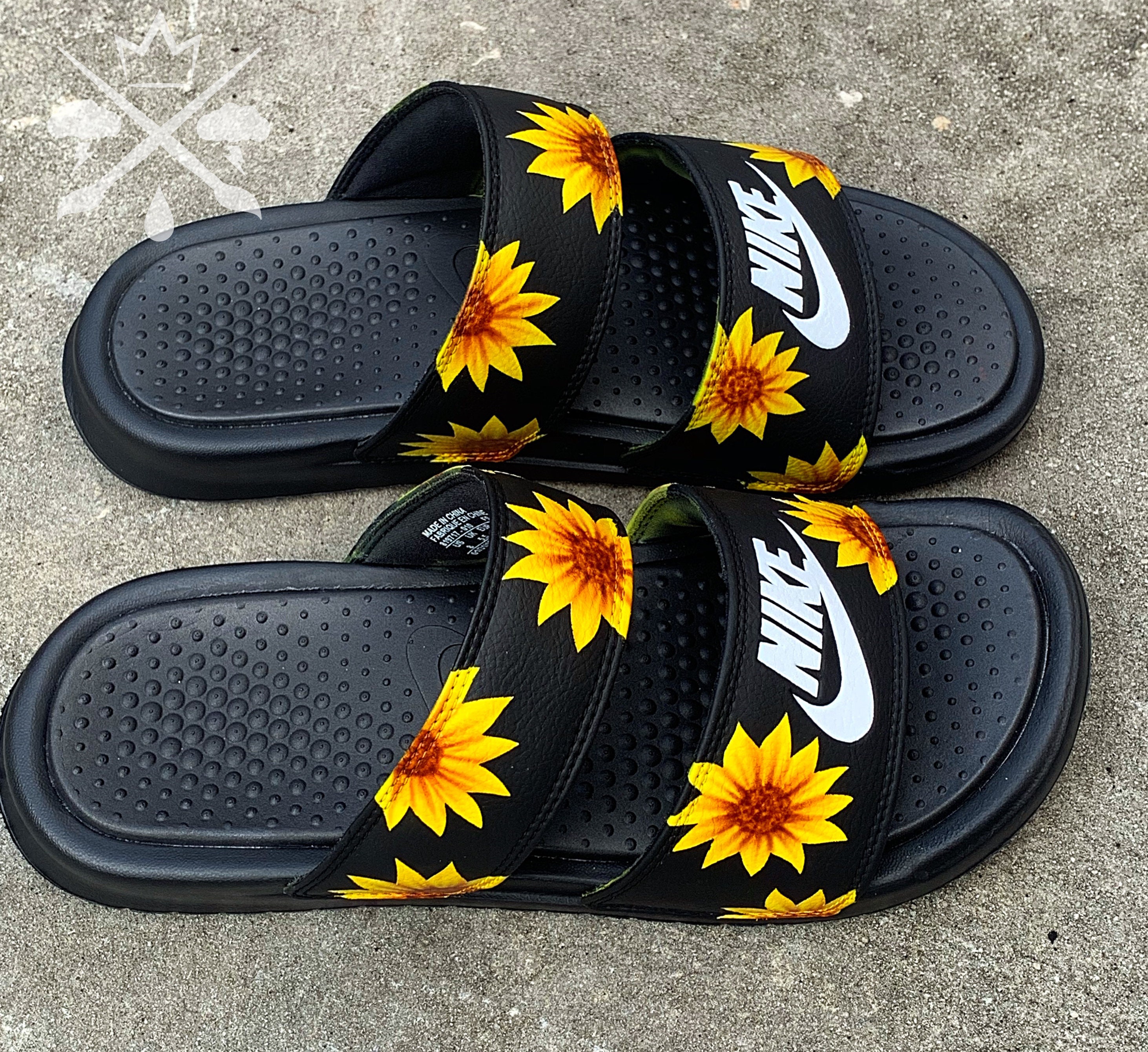 nike slides sunflower