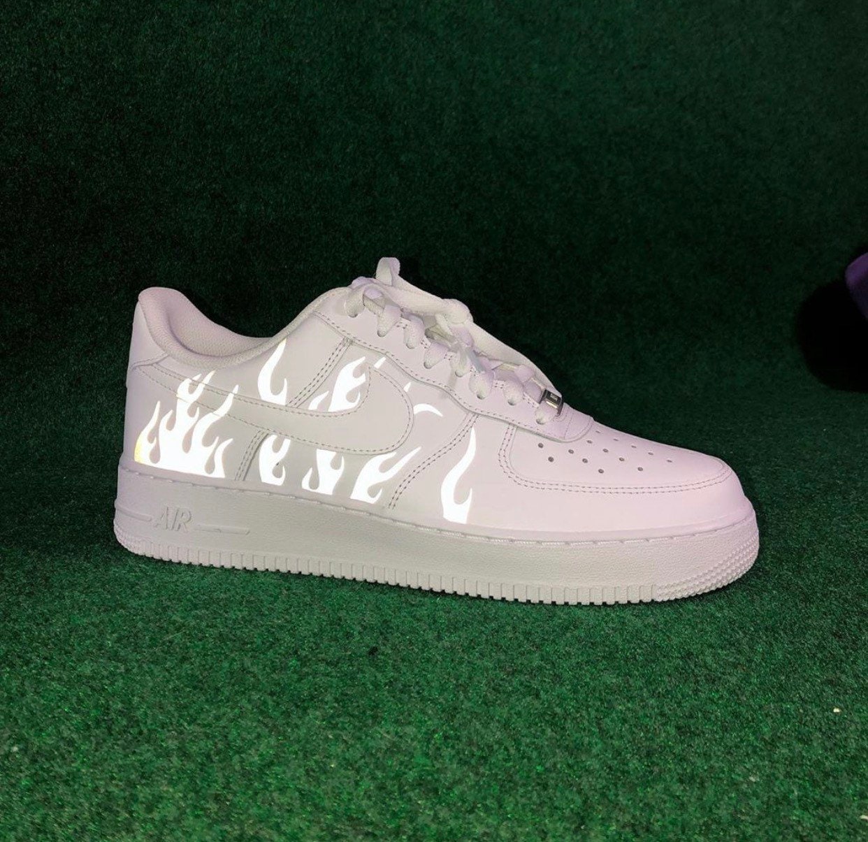 Reflective Flames Nike Air Force 1 | Custom Air Force 1s One | 3m Reflective Fire Sneaker