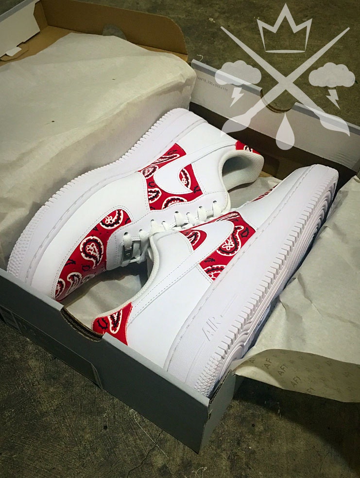 custom air force 1 red bandana