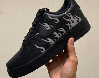 Reflective Flames Black Nike Air Force Custom Air Force 1s One