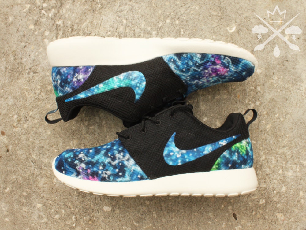 Nike Galaxy Roshe One Run Black Custom Sneaker Men's Nike Galaxy Roshe One Run Black Custom Sneaker Men's