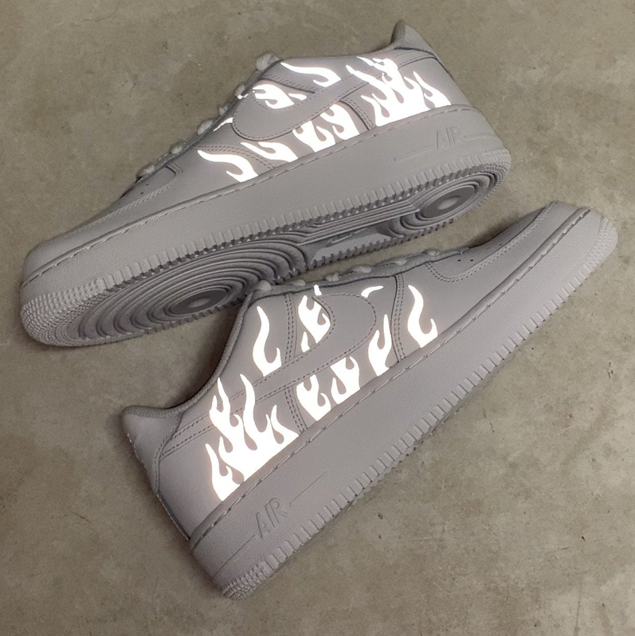 Reflective Flames White Nike Air Force 1 Custom Air Force 1s One