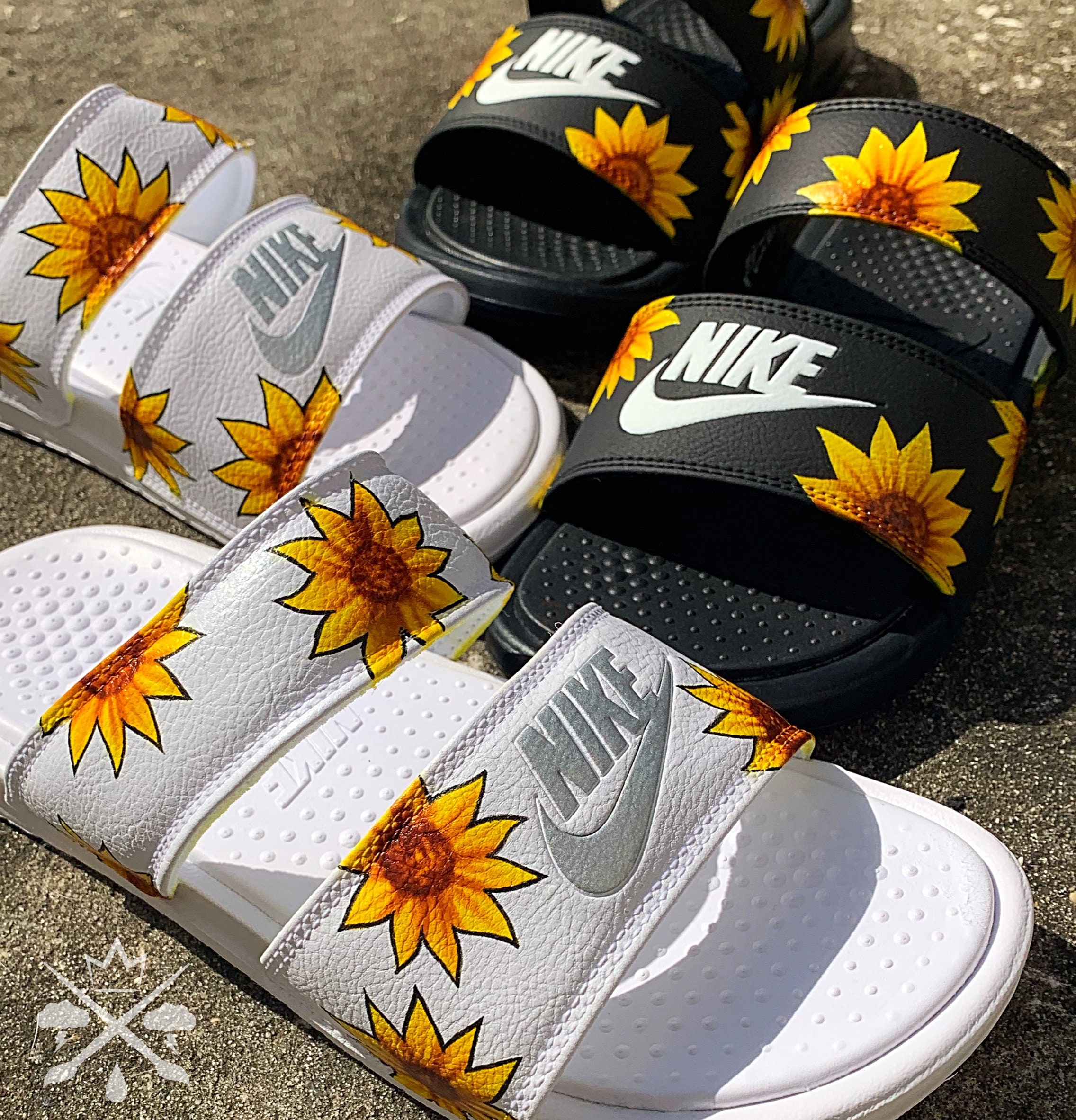 nike sunflower flip flops