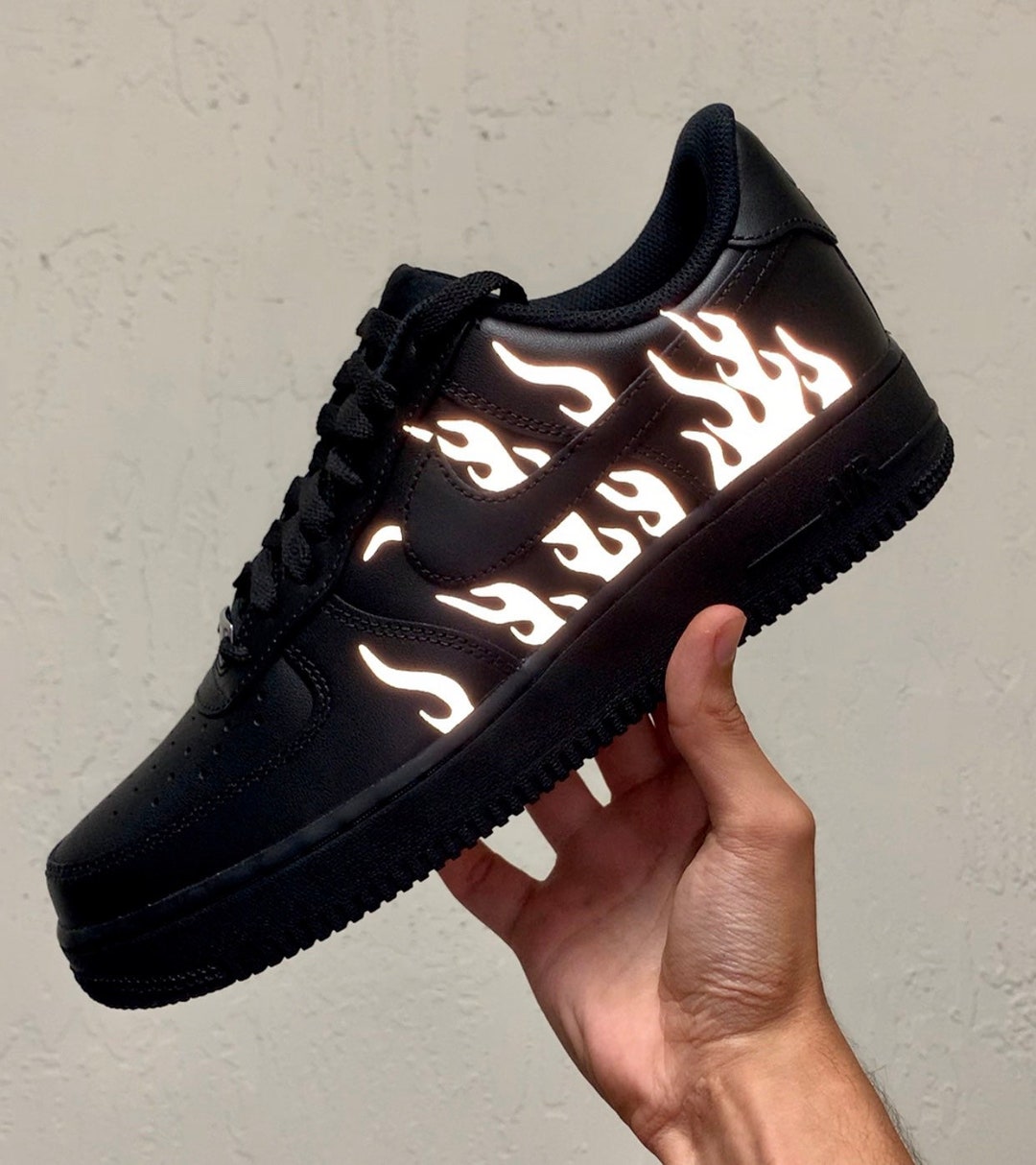 Nike Air Force 1 Low Reflective Multi Swoosh Black Orange Shoes 