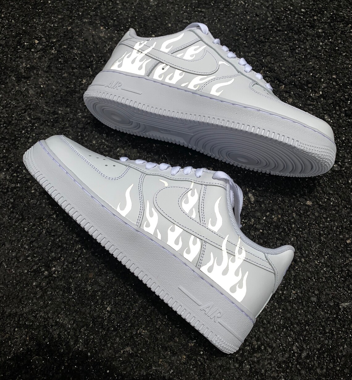 Reflektierende Flammen Weiß Nike Air Force 1 Custom Air Etsy.de