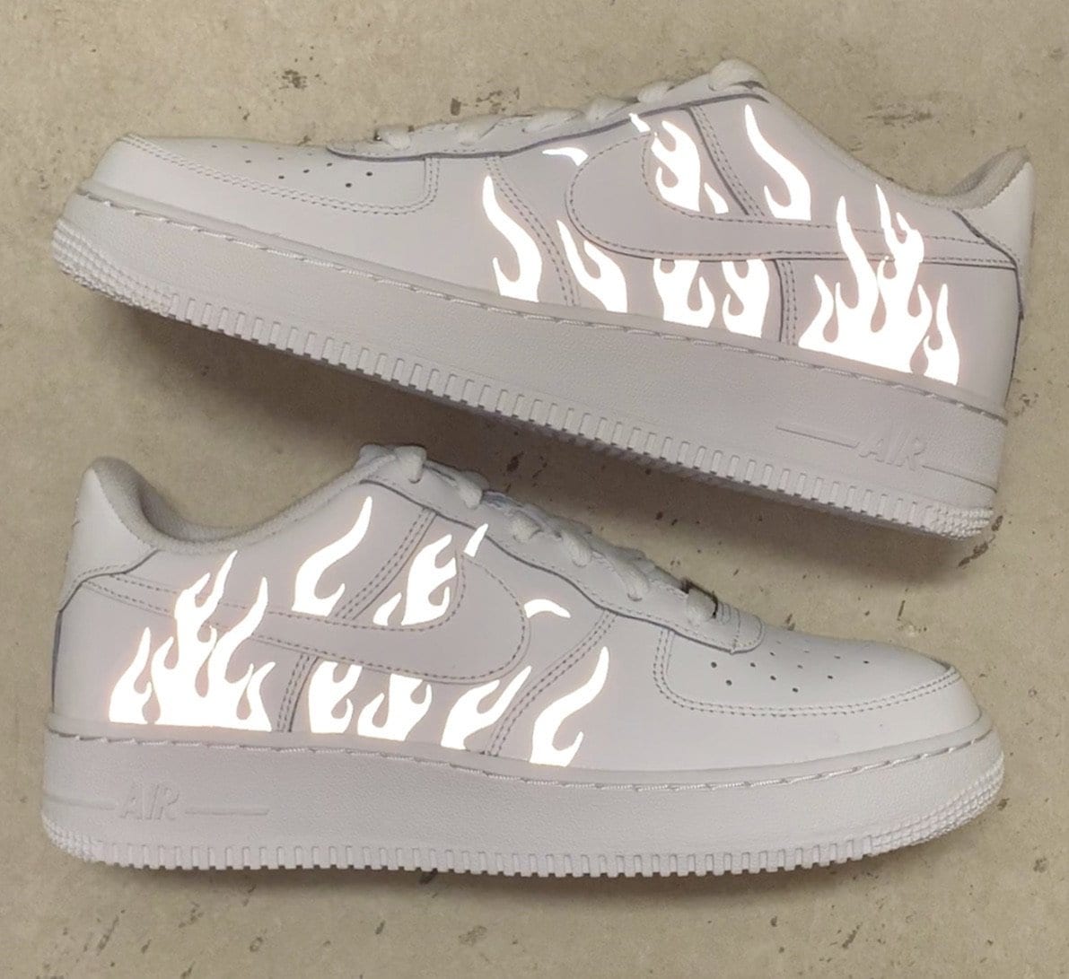 Reflective Flames White Nike Air Force 1 Custom Air Force 1s One