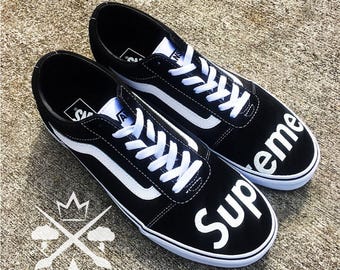 Supreme Toe box Black Old Skool Custom Vans Classic Sneaker