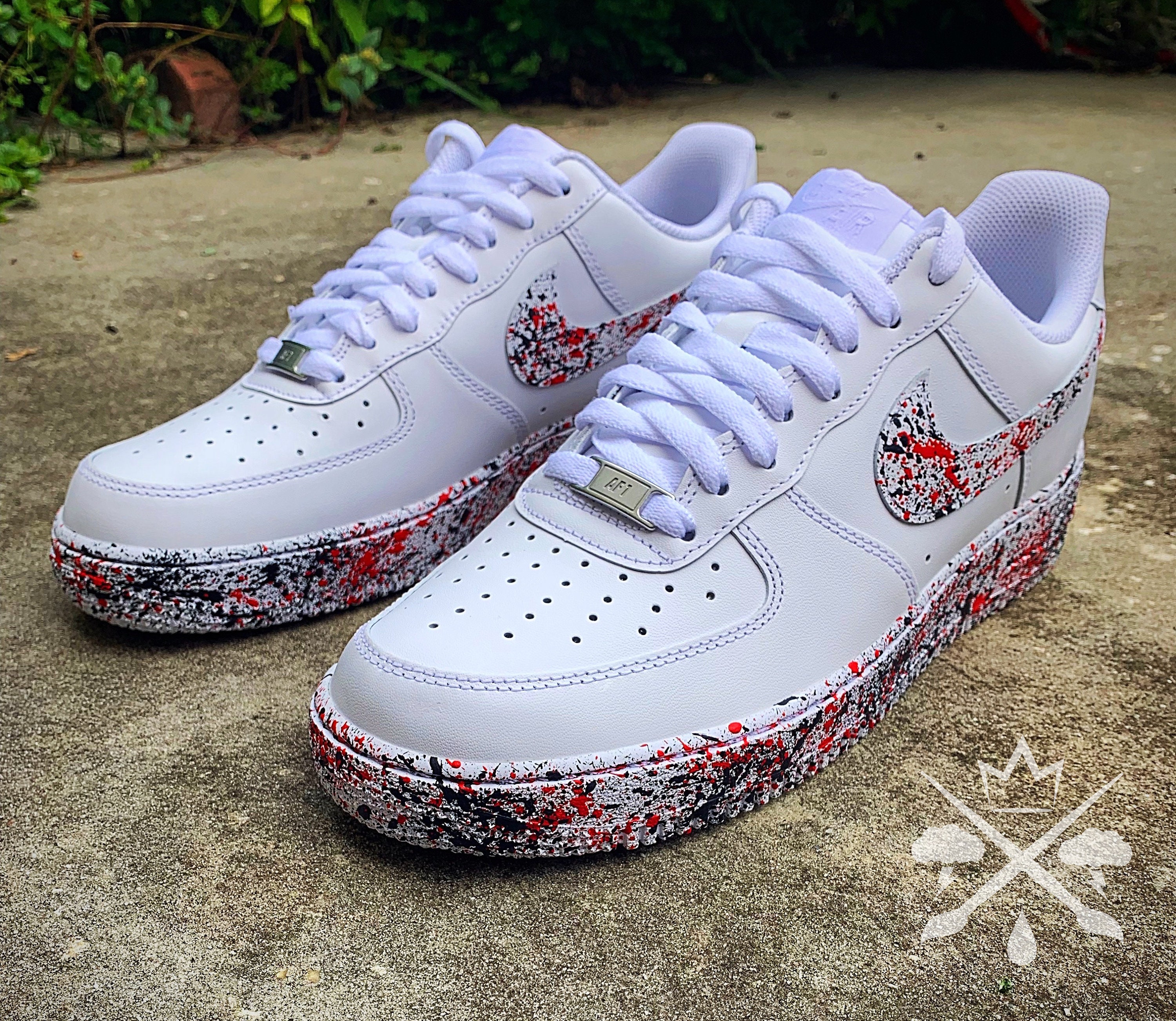 Splatter Air Force 1 Nike Red Black Sneakers Custom Air | Etsy