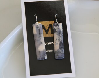 Black and White Amethyst Sage Chalcedony and Sterling Earrings