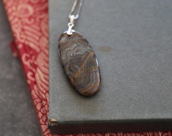 Storm Veil Mexican Agate and Sterling Necklace