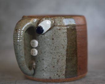Signed Robison Elephant Pottery Mug XL
