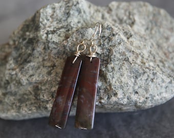 Red Indian Agate with Sterling Earrings