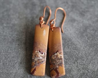 Sonora Dendritic Rhyolite Jasper Copper Earrings