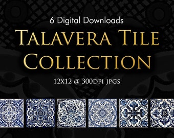 Talavera Tile Patterns, Spanish Scrapbook Paper (Digital Download)