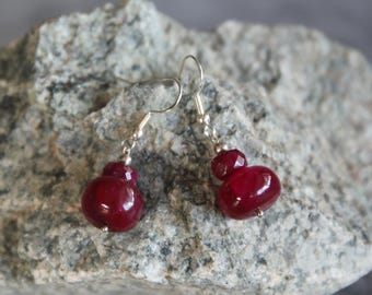 Genuine Ruby and Sterling Earrings, July Birthstone, Mother’s Day Gift