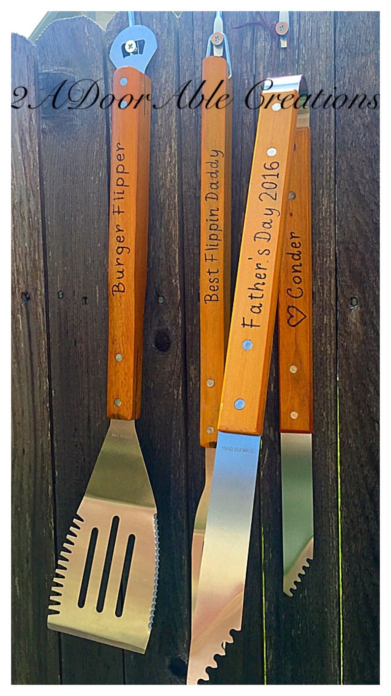 Grill Utensil Set Personalized Grill Utensils Father's Etsy