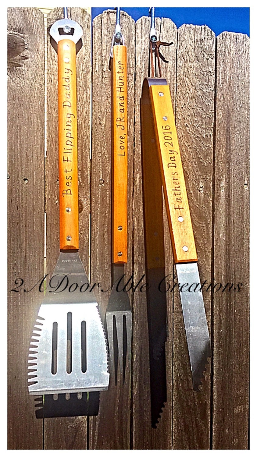 Grill Utensil Set Personalized Grill Utensils Father's Etsy