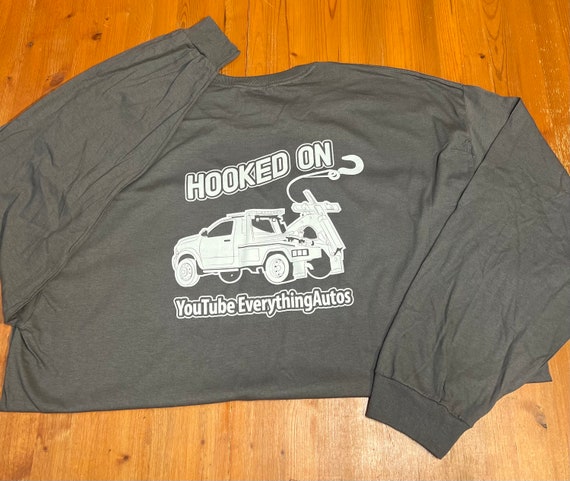 You Tube Everything Auto Autos Men’s Long Sleeve Tee Shirt Gray Hooked On Everything Autos 100% Cotton Sizes 3X 4X 5X