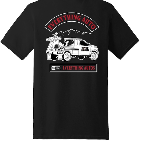 You Tube Everything Auto Autos Men’s T Shirt Black Tow Truck 100% Cotton