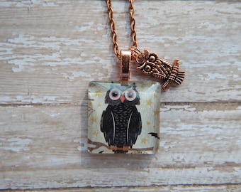 Owl Antique Copper Pendant Necklace with cute Owl Charm