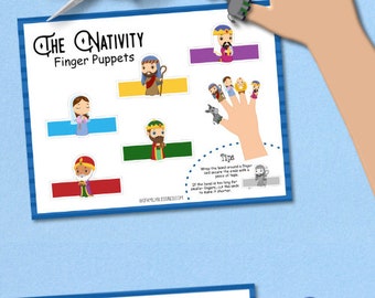 Bundle of Printable Nativity Finger Puppets - Sets of Both Full Color Puppets and Colorable Puppets
