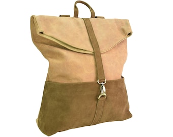 Convertible Suede Leather Hobo Backpack: Handmade Italian 