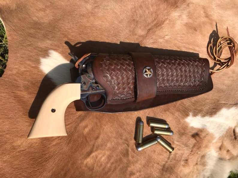 Western Leather Holster Hand Tooled Dyed and Finished Brown - Etsy