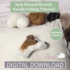 Needle Felting Pattern PDF Download - Jack Russell Brooch - Start needle felting today with this easy needle felting tutorial