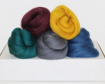Needle felting wool bundle, Winter colour trends, 125g Corriedale wool suitable for needle felting and wet felting