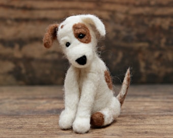 Dog Needle Felting Pattern for beginners - needle felting PDF download - Needle felted Jack Russell - Needle felted puppy