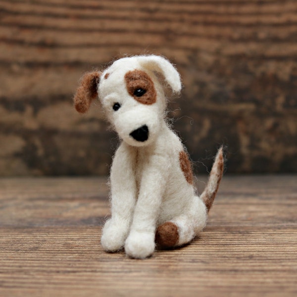 Dog Needle Felting Pattern for beginners - needle felting PDF download - Needle felted Jack Russell - Needle felted puppy