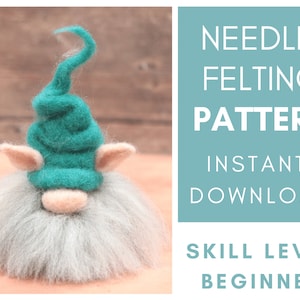 Gnome needle felting pattern instant download - Easy needle felted gnome tutorial - Gnome decoration - Hygge décor - Tomte gnome decoration