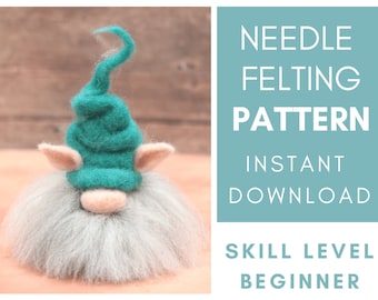 Gnome needle felting pattern instant download - Easy needle felted gnome tutorial - Gnome decoration - Hygge décor - Tomte gnome decoration