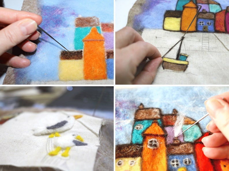Needle Felting Picture Kit Beginners Felting Kit Seaside Etsy UK