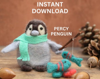 Penguin needle felting Christmas craft pattern, Great for beginners onward, Instantly download and start creating your Christmas decor today
