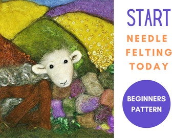 Picture needle felting pattern for beginners, Start needle felting today! Lovely spring and Easter craft idea, or handmade Mother's Day gift