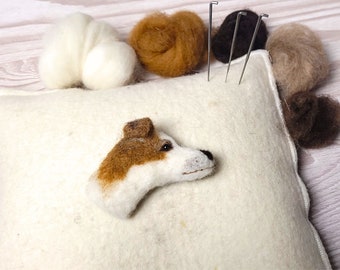 Jack Russell Needle Felting Pattern: Dog Brooch Tutorial (PDF Download)