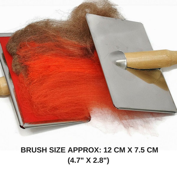 Pair of wool hand carders for blending felting wool