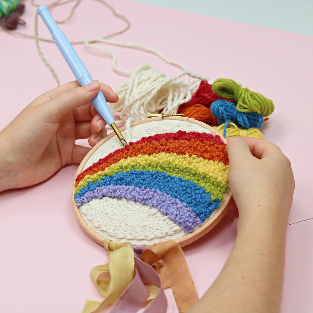 DIY punch needle kit, rainbow, craft kit, crafty gift