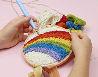 Rainbow punch needle pattern for beginners instant download - Punch needle PDF - Punch needle embroidery - Nursery rainbow decor