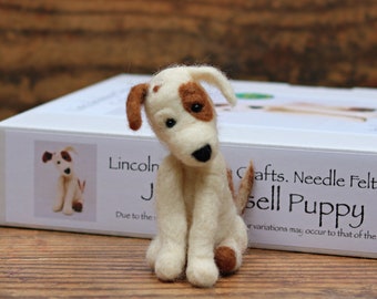Dog needle felting kit - Lovely craft kit for dog lovers - Needle felted Jack Russell DIY craft kit