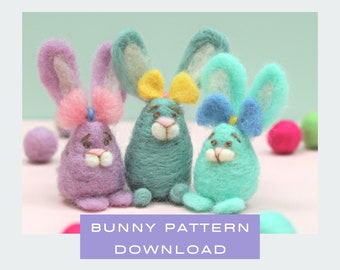 Easter bunny needle felting pattern plus video tutorial – Perfect for even the most nervous of beginners