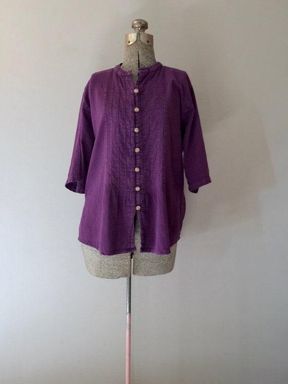 Guatemalan Top Women Cotton Tunic Purple Medium