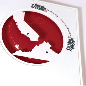 Novo design de Natal // Miss You Relacionamento de longa distância de estado para estado Cartão de felicitações feito à mão personalizado // Presente de Natal