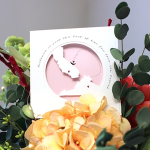 Valentinstag-Design / / vermisse dich Langstrecken-Verhältnis Staat benutzerdefinierte handgemachte Grußkarte / / Jubiläum, Geburtstag, rosa, rot