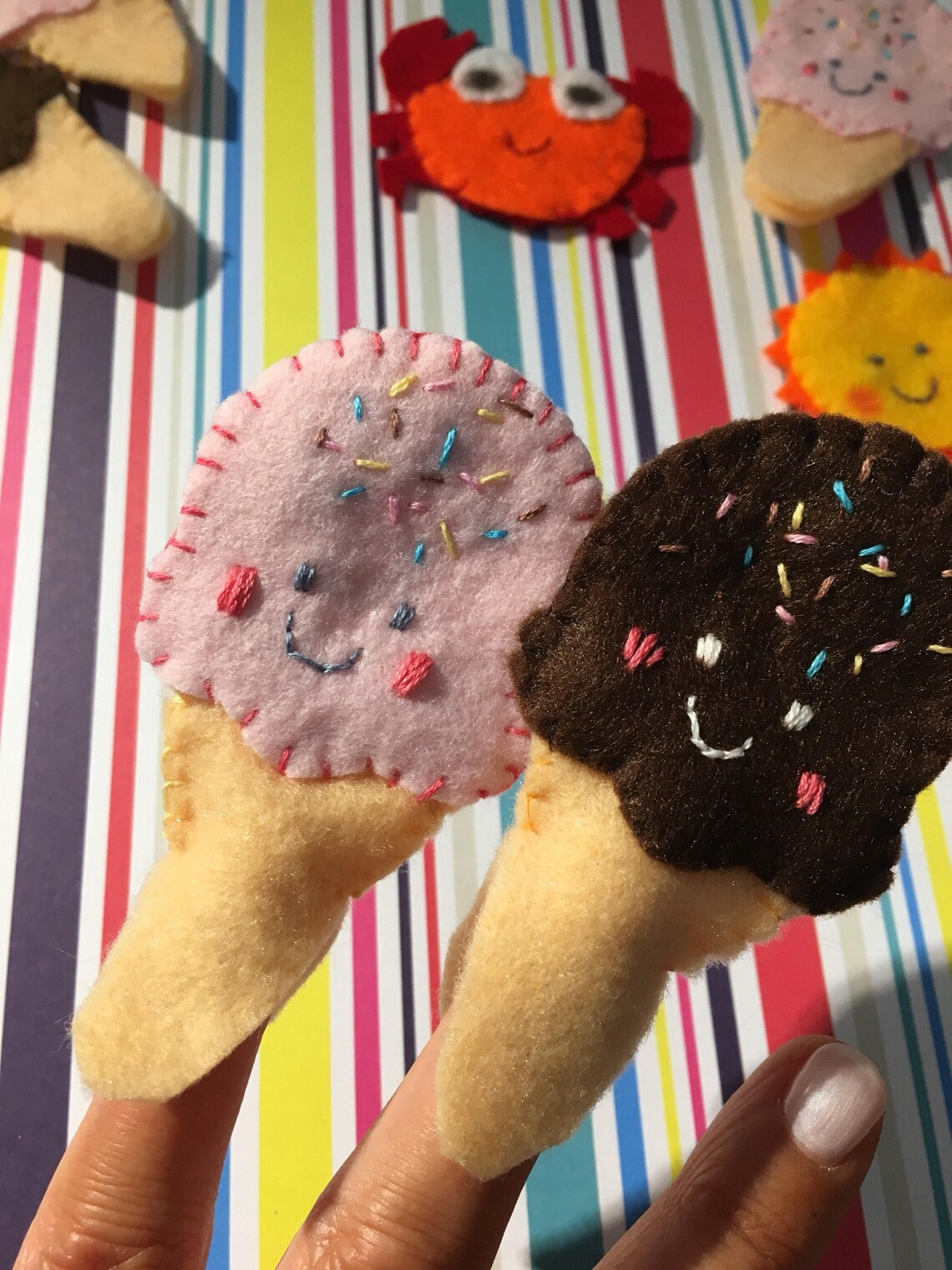 Ice cream finger puppets summer vacation toys kids travel toys Etsy