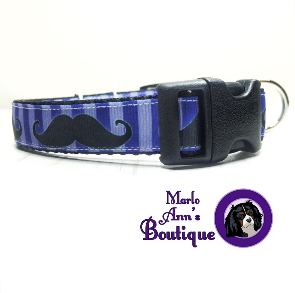 mustache dog collar